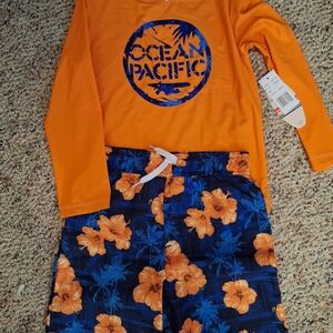 OP Orange and Blue Kids Swim Trunks
